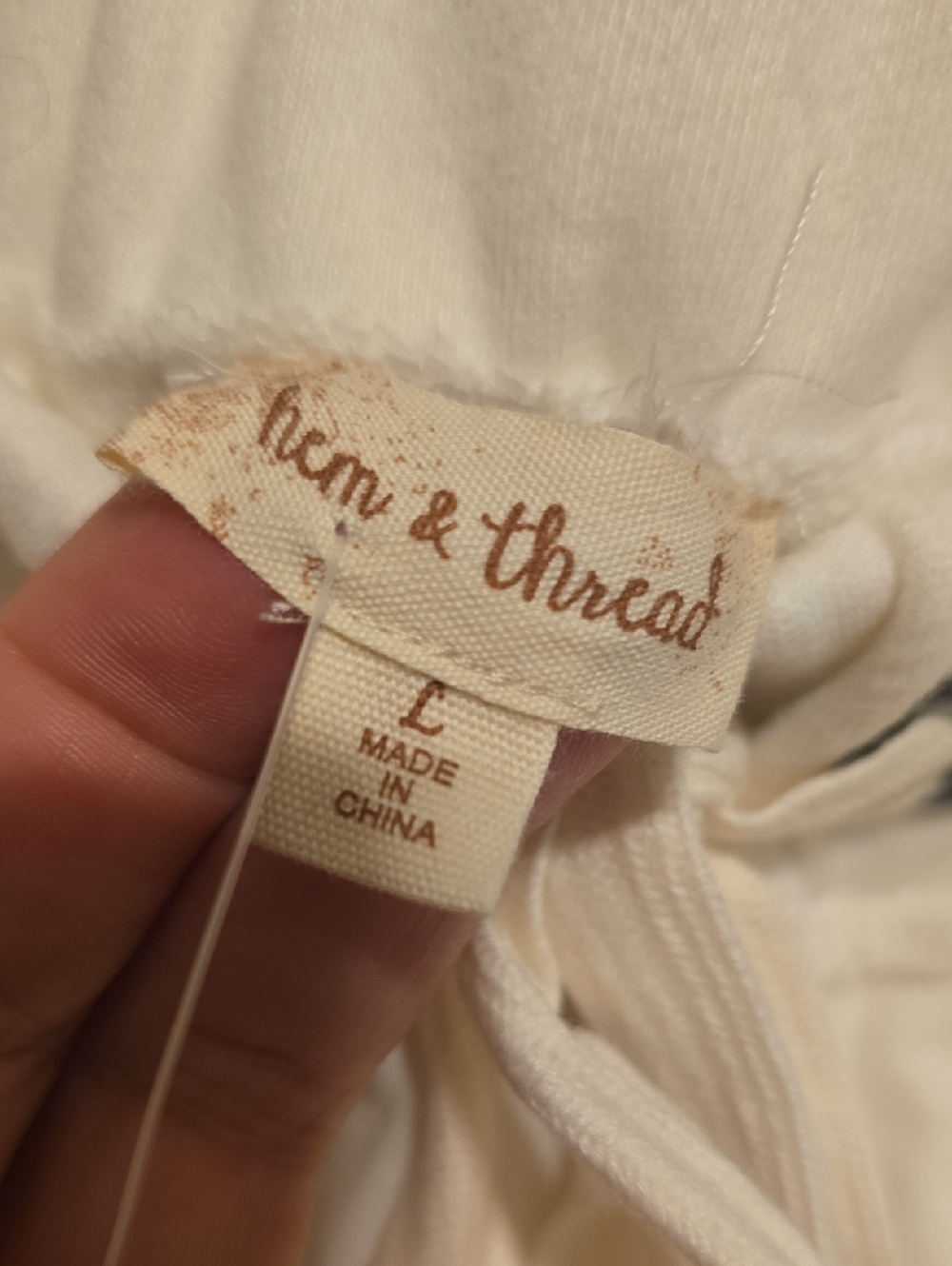 Hem & Thread Cream Drawstring Pants - Picture 3 of 4
